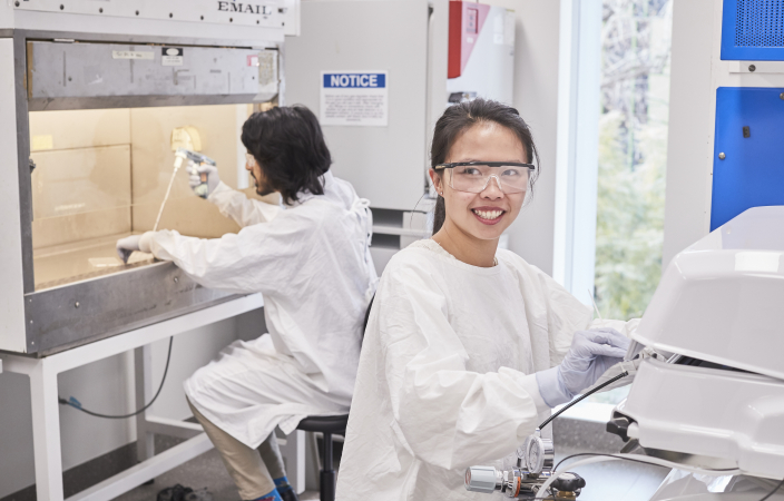 Female Biological Science student in the lab