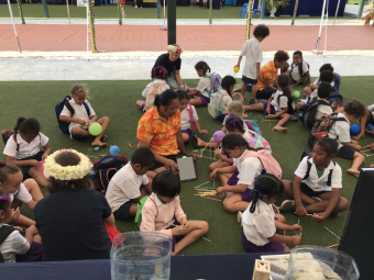 Teacher and students at the Cook Islands Science Expo