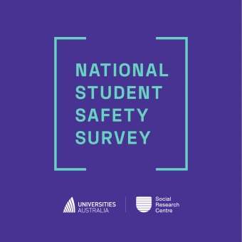 National Student Safety Survey written in aqua on a purple background