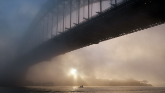 Foggy sunrise at Sydney Harbour Bridge