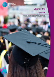 AHRC Change the course report 2017 showing the back of a graduating students head and mortar board hat