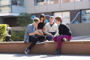 A group of UNSW students in discussion on campus