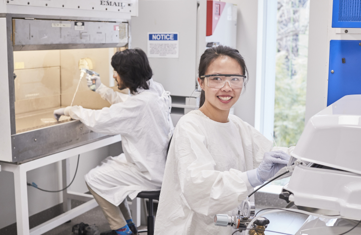 Female Biological Science student in the lab