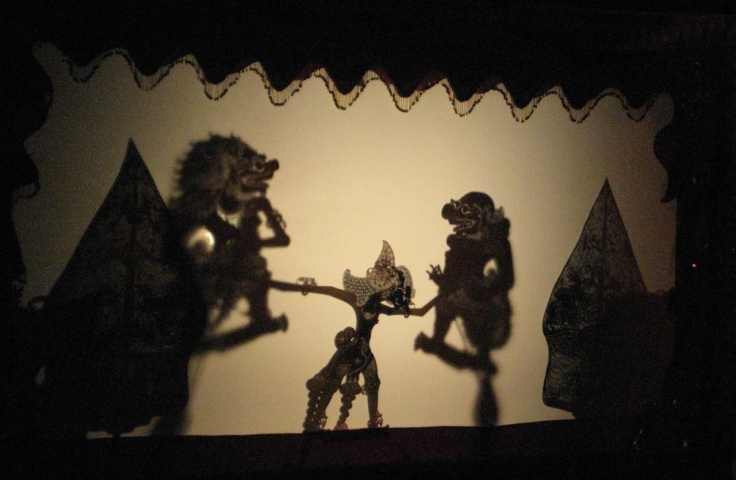 Shadows cast from a Javanese puppet show. 